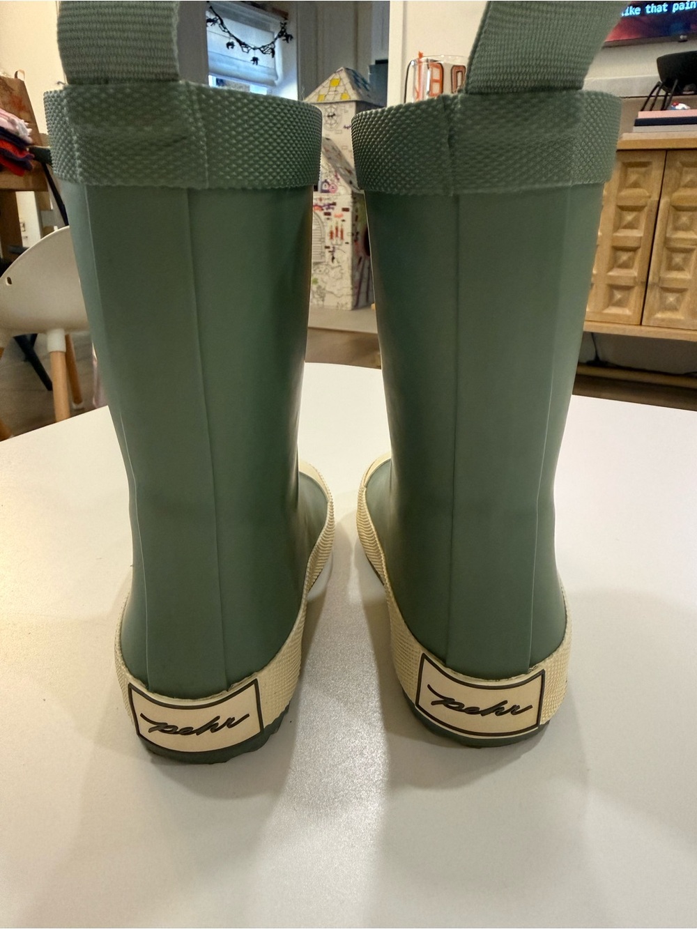 Pehr Toddler Olive Green Rain & Snow Boots with Cream Toe - Picture 3 of 3